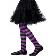 Dětské punčocháče pruhované fialová a černá