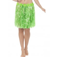 Havajská sukně zelená 40 cm s květinami
